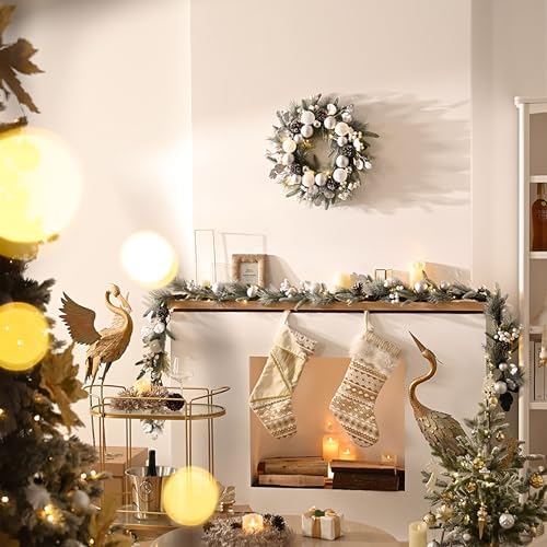 valery madelyn 9 ft christmas garland with lights shown in use