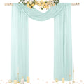 Socomi Wedding Arch Draping Fabric 29" x 20Ft 2 Panels Mint Green Sheer Outdoor Curtain Drapes Extra Long for Wedding Ceremony Birthday Party Decoration