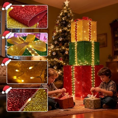 4.9ft large christmas lighted gift boxes - 505, package contents