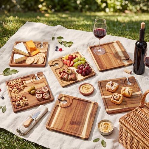 silifine 6 pcs wine appetizer plates with wine, side view