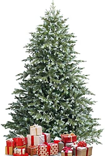 goplus 7ft artificial christmas tree, feel real unlit, front angle view