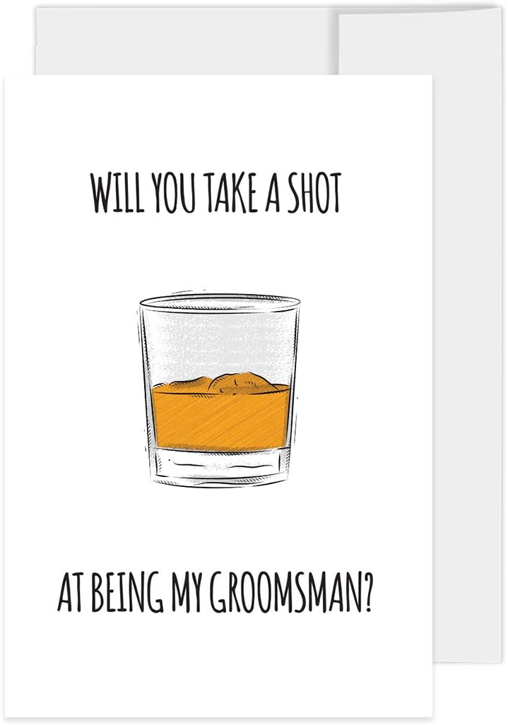 Andaz Press Groomsmen Proposal Cards with Envelopes, Set of 16 Will You Take A Shot at Being My Groomsman Proposal Cards, Includes 10 Groomsman, 3 Best Man, 3 Ring Bearer 4 x 6-inch Cards