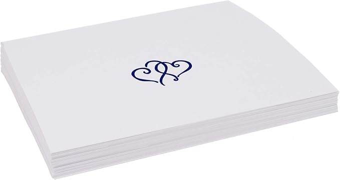 Linked Hearts Place Cards, Navy (Choose Color), Set of 60, Pre-cut and Scored - Wedding, Party, Dinner, and Special Events - Made in the USA