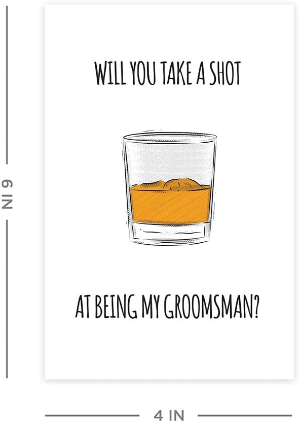 Andaz Press Groomsmen Proposal Cards with Envelopes, Set of 16 Will You Take A Shot at Being My Groomsman Proposal Cards, Includes 10 Groomsman, 3 Best Man, 3 Ring Bearer 4 x 6-inch Cards