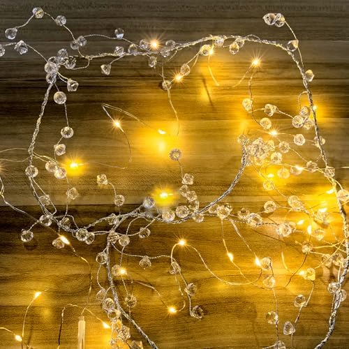 (10 pack) 47” clear diamond beaded crystal christmas showing dimensions