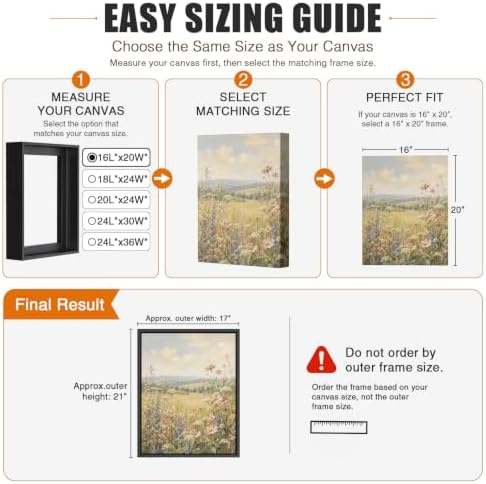 texas art 8x12 canvas floater frame, 1.25" deep showing dimensions