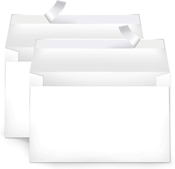 Amazon Basics A9 Blank Invitation Envelopes with Peel and Seal Closure, 5-3/4 x 8-3/4 Inches, White - Pack of 100