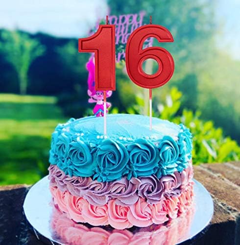 2.75in Large Size Happy Birthday Metallic Red 1 Candles, Red Color Happy Birthday Cake Cupcake Toppers Decoration and Celebrating for Adults/Kids Party Baking (2.75in Metallic Red Number 1)