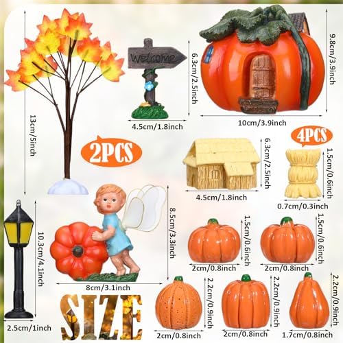 pinkunn 16 pcs fall fairy garden miniature pumpkin shown in use