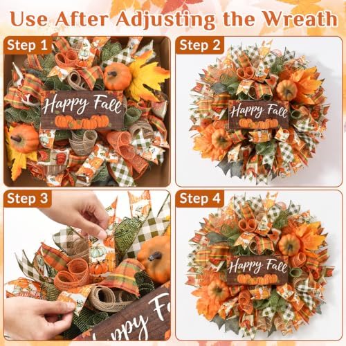 fall decor, fall wreaths for front door, 20", side view