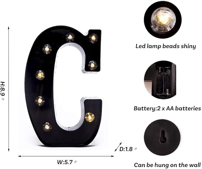 Foaky Black LED Marquee Number Lights Sign Light Up Marquee Number Lights Sign for Night Light Wedding Birthday Party Battery Powered Christmas Lamp Home Bar Decoration