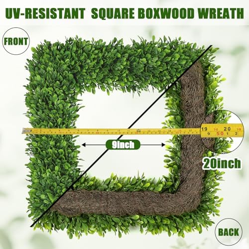 artgar 20 inch realistic boxwood wreath, spring wreaths, close-up detail