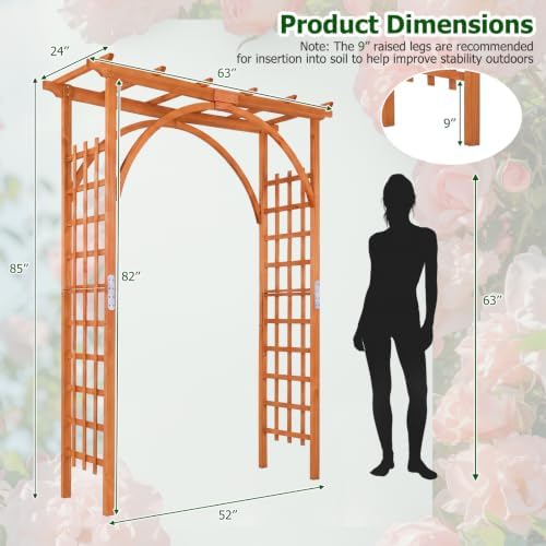 wood arbor, 84 inch wooden garden arch with, package contents