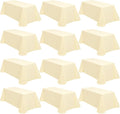 12 Packs 90 x 132 Inch Tablecloth, Beige Polyester Table Cloth for 6ft Rectangle Tables, Washable Fabric TableCover for Wedding Banquets Parties Buffet Dining Table