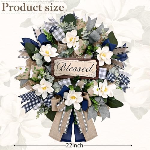 waipfaru wreaths for front door, 22 inch magnolia shown in use