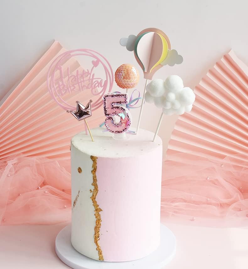 Birthday Candles Number 2,Pink Glitter Happy Birthday Cake Candles Handmade Sequin Numeral Candle