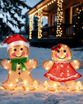 2-piece lighted 2d gingerbread man christmas decorations outdoor, main product view