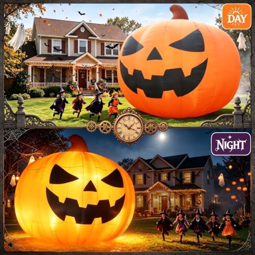 20ft giant inflatable pumpkin lighted outdoor halloween decor, side view
