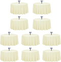 LTC LINENS 10 Pack 120 Inch Round Tablecloth Ivory for 60 Inch Round Table - Bulk Round Table Cover - Washable, Wrinkle Resistant Polyester Fabric Cloth for Wedding, Party
