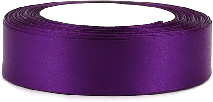 Purple Solid Satin Ribbon 1 Inch 25 Yards Solid Polyester Fabric Ribbon for Gift Wrapping Wedding Christmas Baby Shower Birthday Party Decoration Handmade Immortal Flower Craft