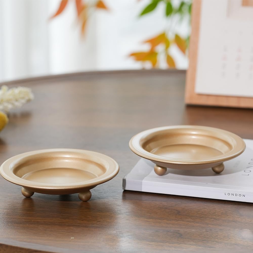Elegant Gold Iron Candleholders Set – Round Design for Sophisticated Home Décor