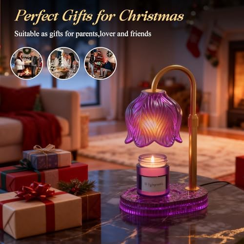 Candle Warmer Lamp with Adjustable Height - Flameless 4-Level Dimmable Wax Warmer, Timer Function & Stylish Design in Multiple Colors (Pink)