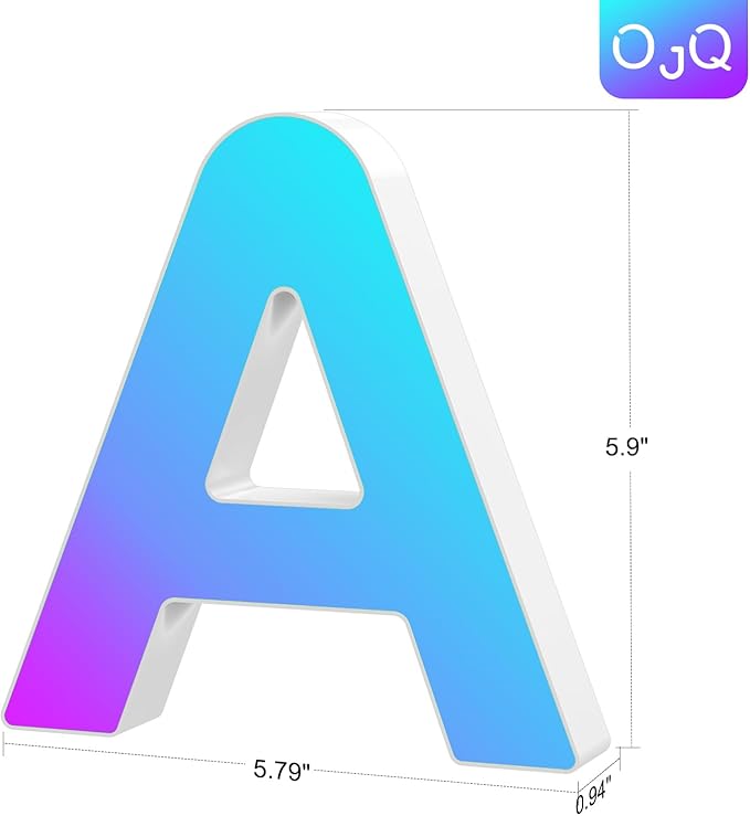 OJQ Light Up Letters LED Letter - Marquee Letters Room Decor Alphabet Letter Music Sync Color Change Colorful - Christmas Birthday Gifts for Girl - Teen Girls Gifts Party Home Wall Decor