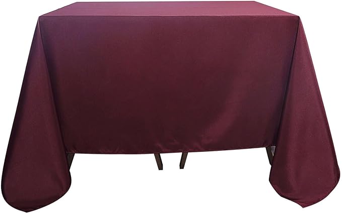 Efavormart 90" Square Polyester Table Overlay for Wedding Kitchen Dining Events - Burgundy