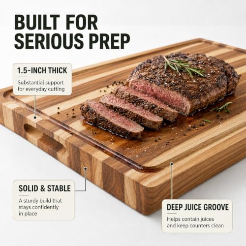 teak wood cutting board for kitchen, 18x14 inch, package contents