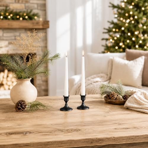 zeochyni Black Taper Candle Holders Set of 2, Vintage Metal Candlestick Holders for Dinner Room Table Centerpiece or Mantel Wedding Party Decor