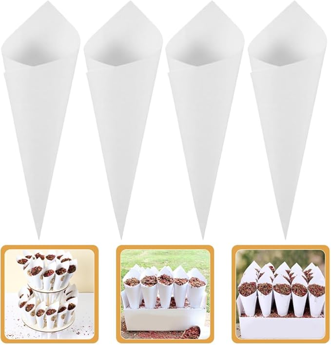 PRETYZOOM 60pcs Flower Cones Confetti Cones Rose Petal Candy Kraft Paper Cones Party Accessory Congratulation Accessories .07inches