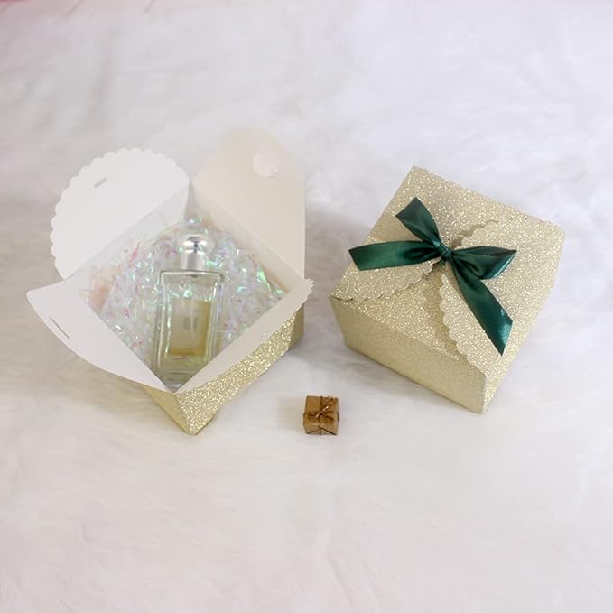 WEWILUCK Small Gift Boxes for Presents, Gold Glitter Christmas Gift Boxes Bulk for Women, Man, Empty Square Gift Box for Gifts Widely Used in Various Occasions(4.75” x 4.75” x 3.53”)