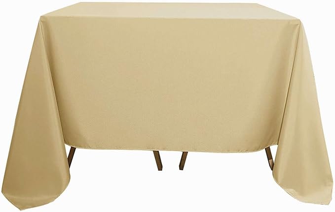 Efavormart 90" Square Polyester Table Overlay for Wedding Kitchen Dining Events - Champagne