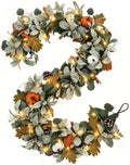 6ft fall garland with lights for autumn mantel, main product view