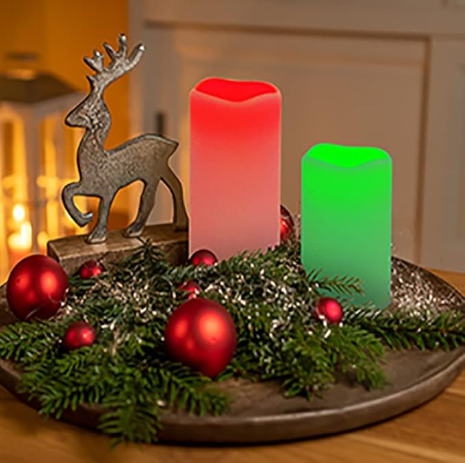 Enido Flameless Candles, Color Changing LED Candles(D: 3" x H: 4" 5" 6") Battery Operated Outdoor Waterpoof Candles Plastic Pack of 9 Flameless Pillar Candles