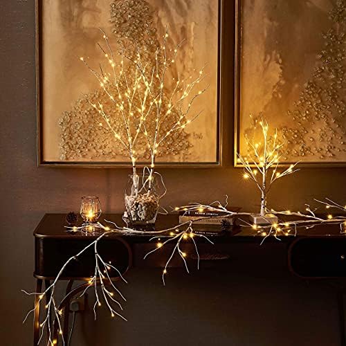 hairui pre-lit tabletop birch tree with timer 24led, view 9