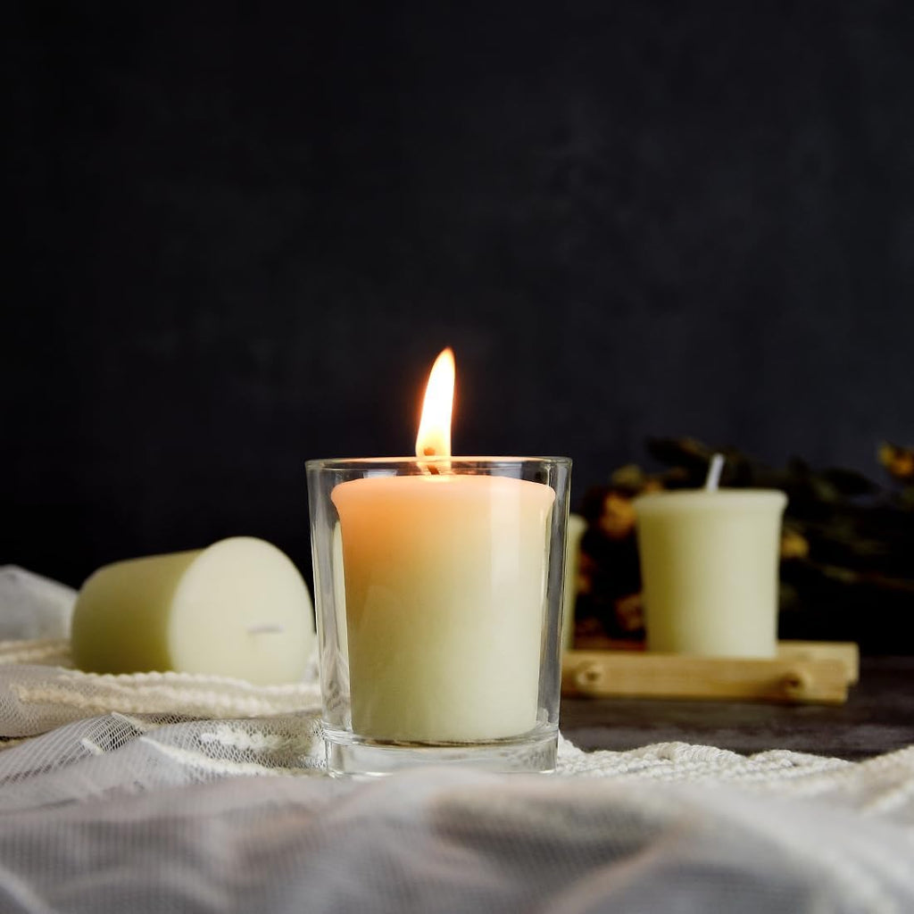 Pure Ivory White Beeswax Votive Candles-4 Pack Natural Votives Set for Home Room Decor Party Wedding Spa,12 Hours Burn