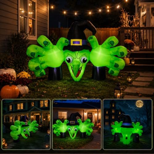 6ft giant halloween inflatables wicked witch with huge on a desk or shelf