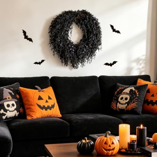 dn deconation halloween wreath for front door, decorations, package contents