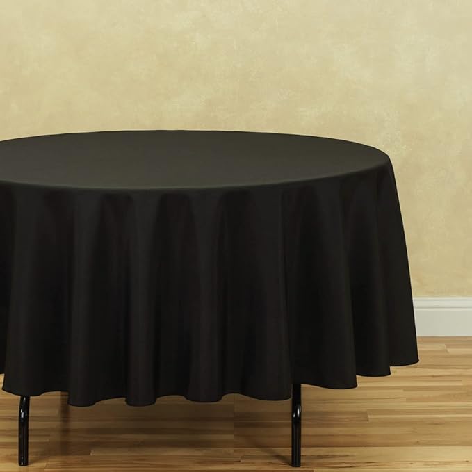 LTC LINENS 5 Pack 90 Inch Round Tablecloth Black - Wrinkle Resistant Round Table Cloth - Washable Polyester Fabric Table Cover for Party