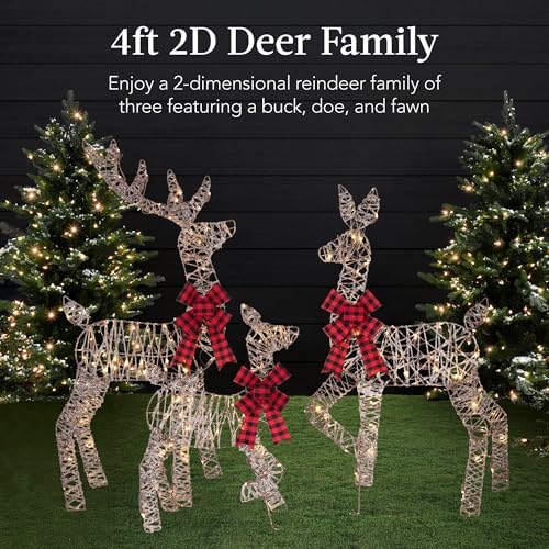 best choice products 4ft 3-piece 2d lighted christmas, close-up detail