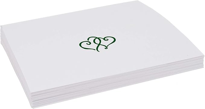 Linked Hearts Place Cards, Hunter Green (Choose Color), Set of 25, Pre-cut and Scored - Wedding, Party, Dinner, and Special Events - Made in the USA