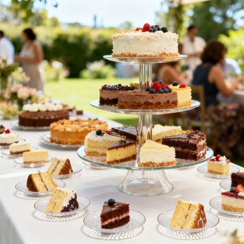 rubtlamp 100 pack clear gold plastic dessert plates, close-up detail
