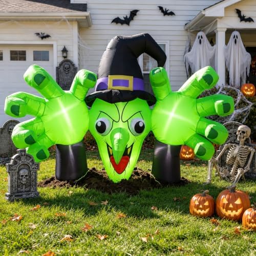 6ft giant halloween inflatables wicked witch with huge showing dimensions