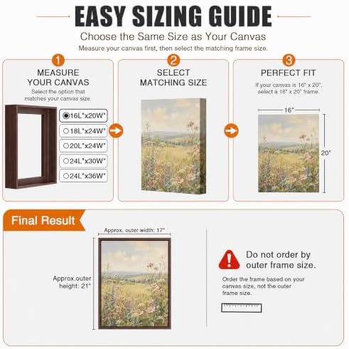 canvas floater frame for 1”–1.25”deep gallery wrapped canvas, side view