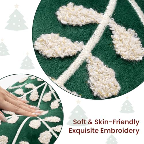 aels embroidered 18.5" merry christmas tree decorative throw, close-up detail