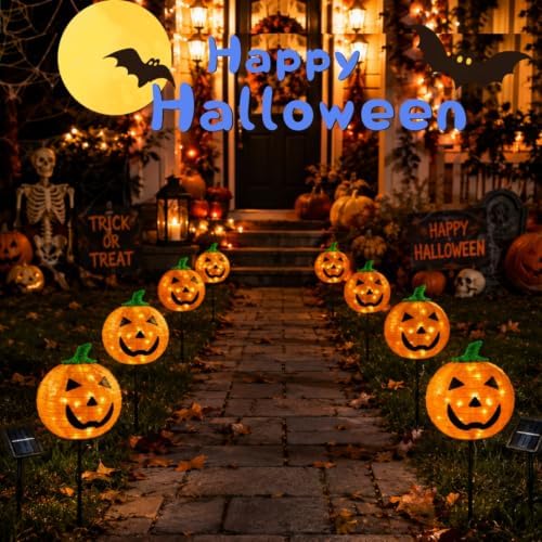 solar halloween pumpkin stake light with 8 lighting, package contents