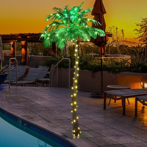 lightshare 7 feet palm tree 152led lights artificial, front angle view