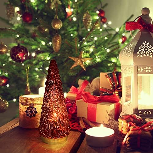 red glass christmas tree 3pcs, small tabletop mercury shown in use