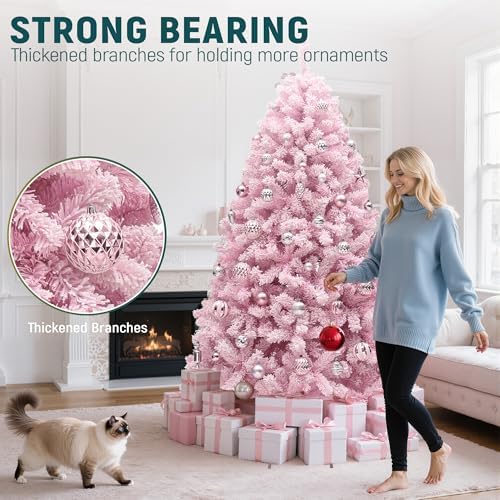 yitahome 6ft prelit pink flocked christmas tree with, package contents